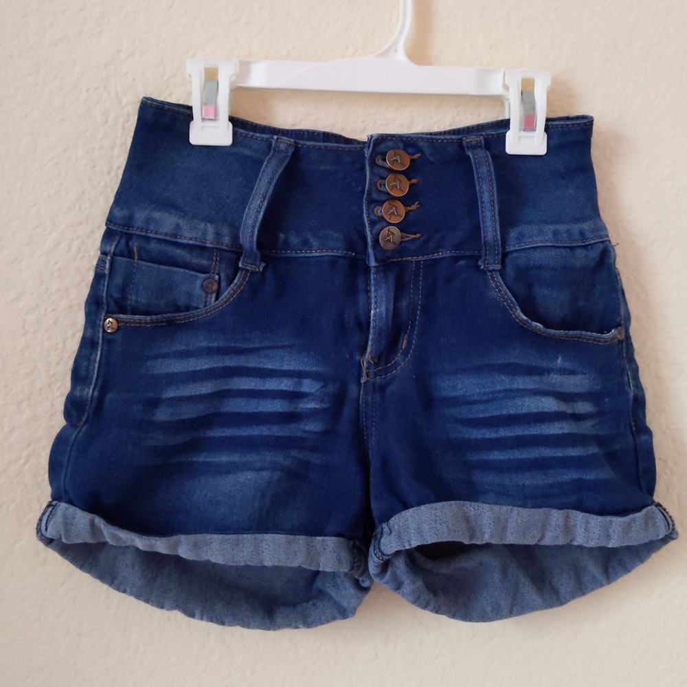 High rise denim shorts